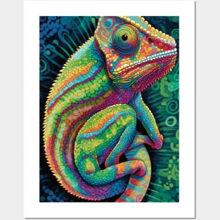 Reptile Lover and Lizard Lover Op Art Chameleon Posters and Art